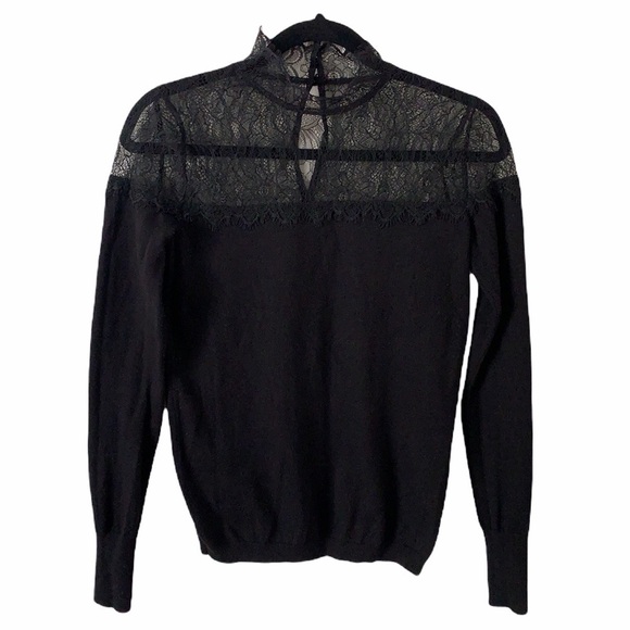 Jennifer Lopez Knit & Mock Neck Lace Top Light Sweater - Picture 1 of 11